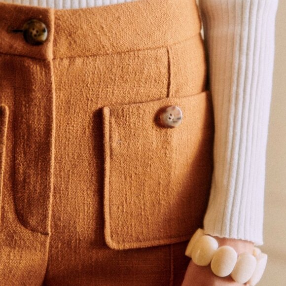 Sezane Emilio Trousers in Ochre (cotton & linen blend) - Picture 2 of 8
